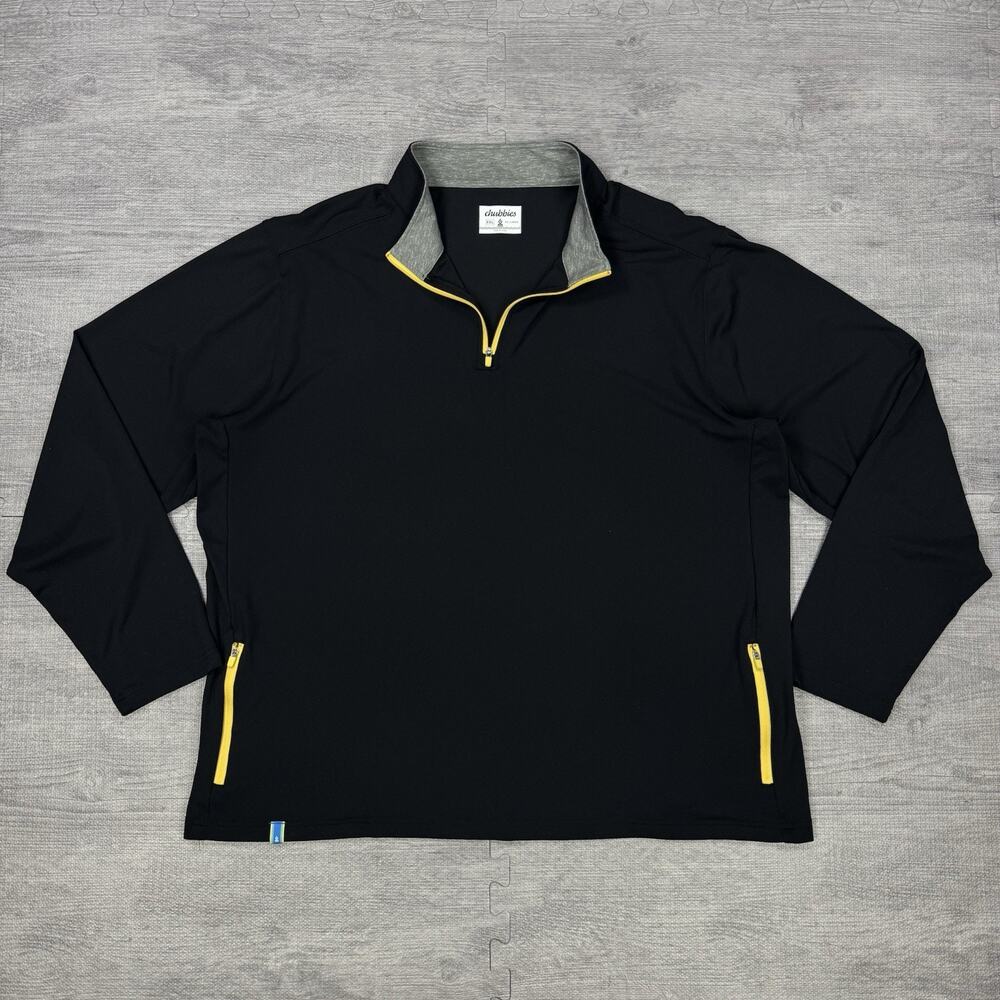 Chubbies Shirt Mens XXL Movementum Pullover Quarter Zip Active Sun Obsidian EUC